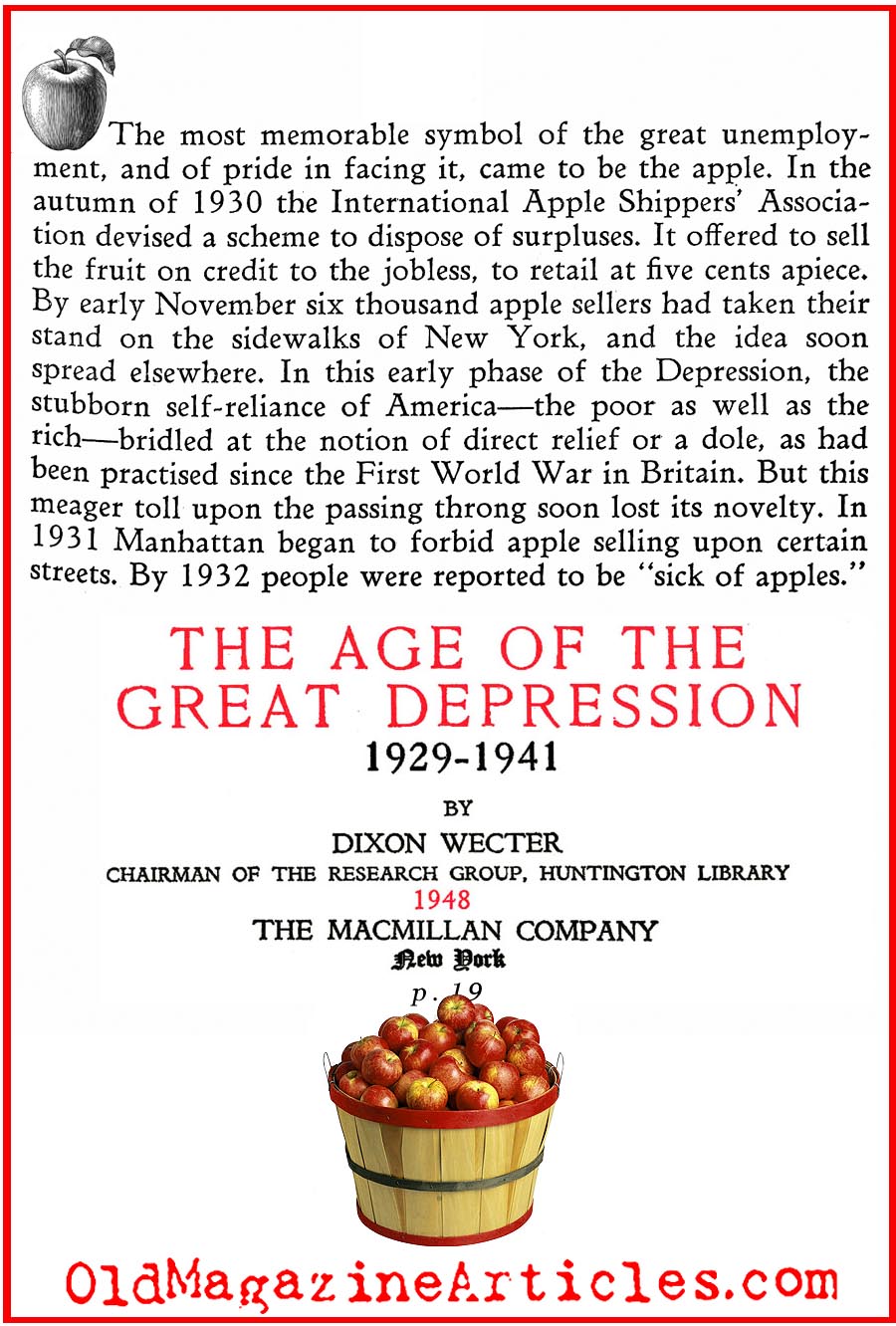 Why All The Sidewalk Apple Vendors?<BR> (The Age of the Great Depression, 1948)