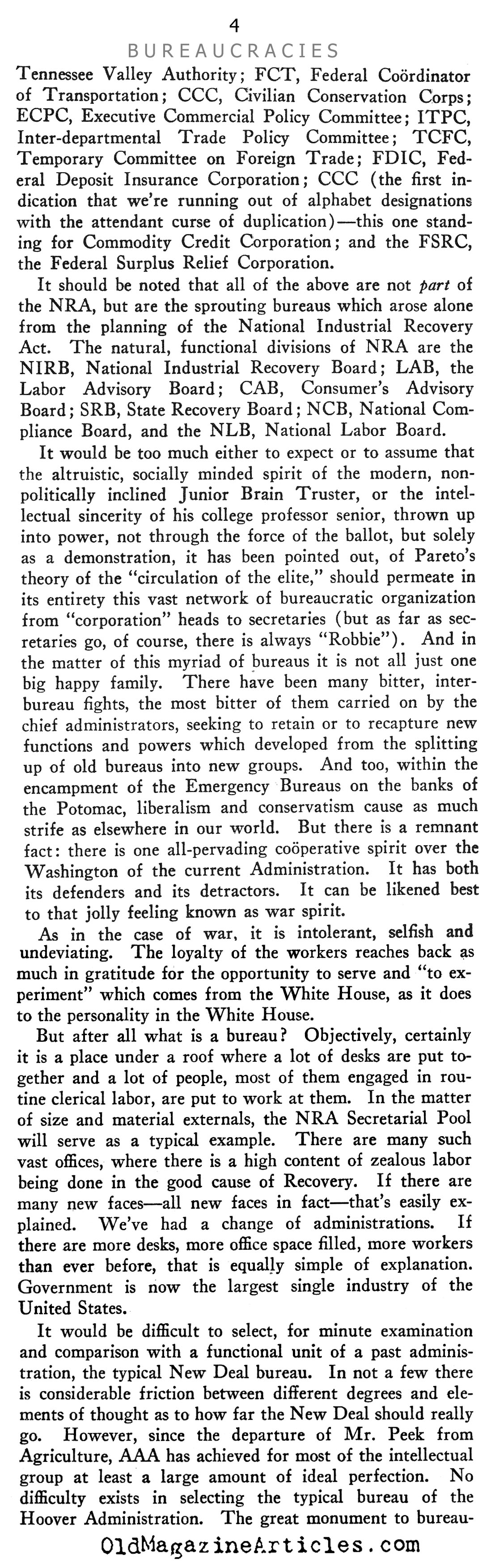 The Alphabet Bureaucrats (New Outlook Magazine, 1934)