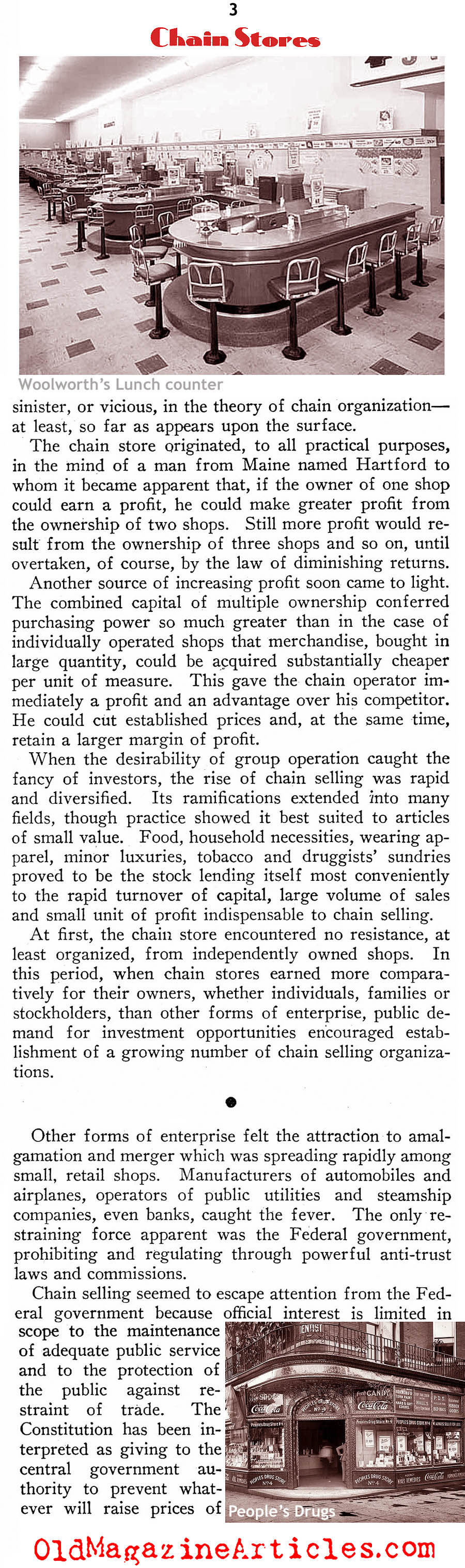 The Chain Store Problem (New Outlook Magazine, 1933)