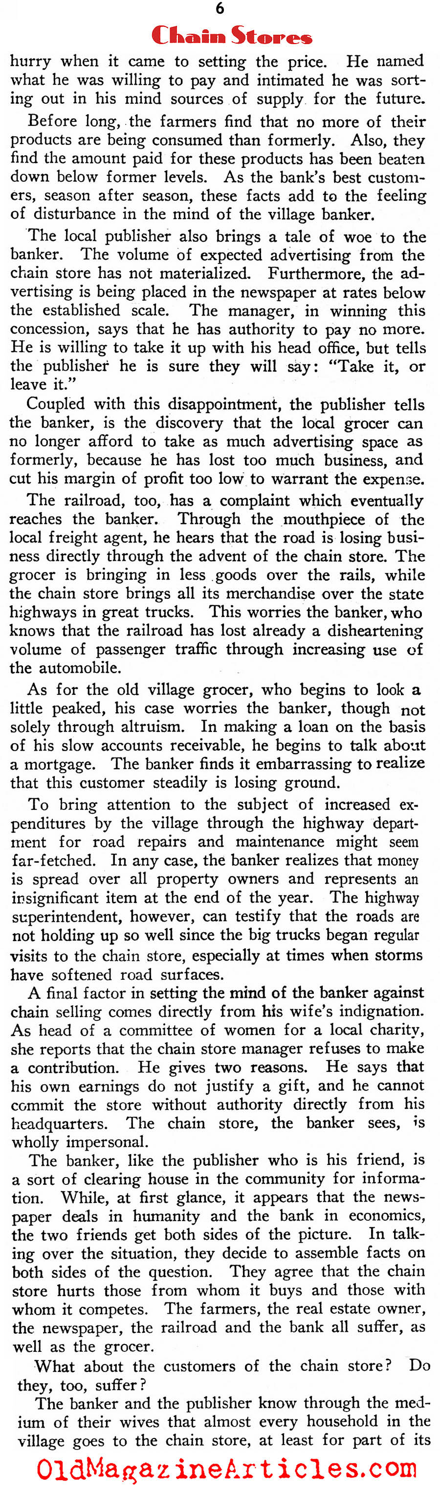 The Chain Store Problem (New Outlook Magazine, 1933)