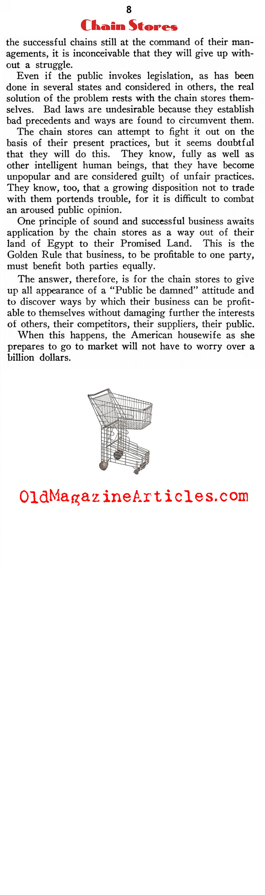 The Chain Store Problem (New Outlook Magazine, 1933)