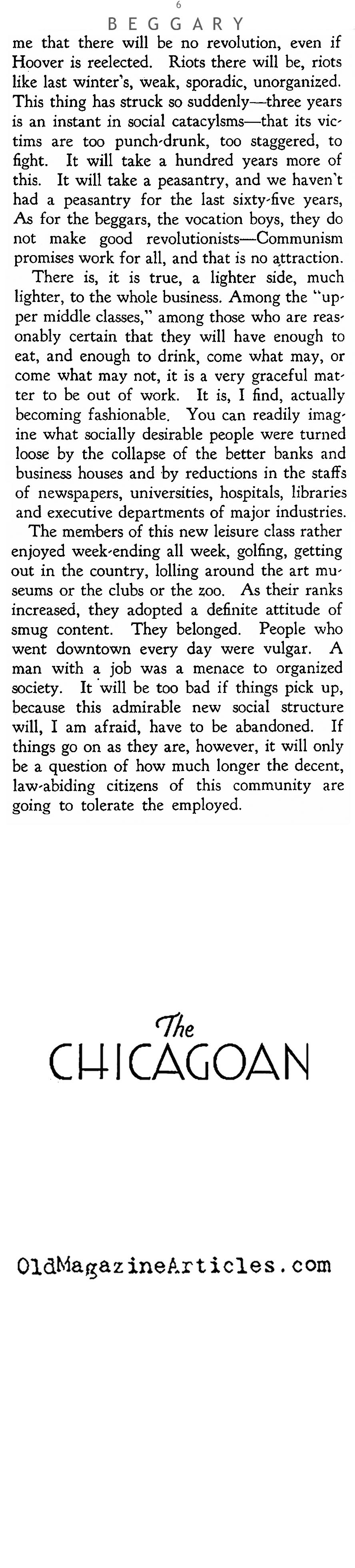 The Poor Are Everywhere (The Chicagoan, 1932)