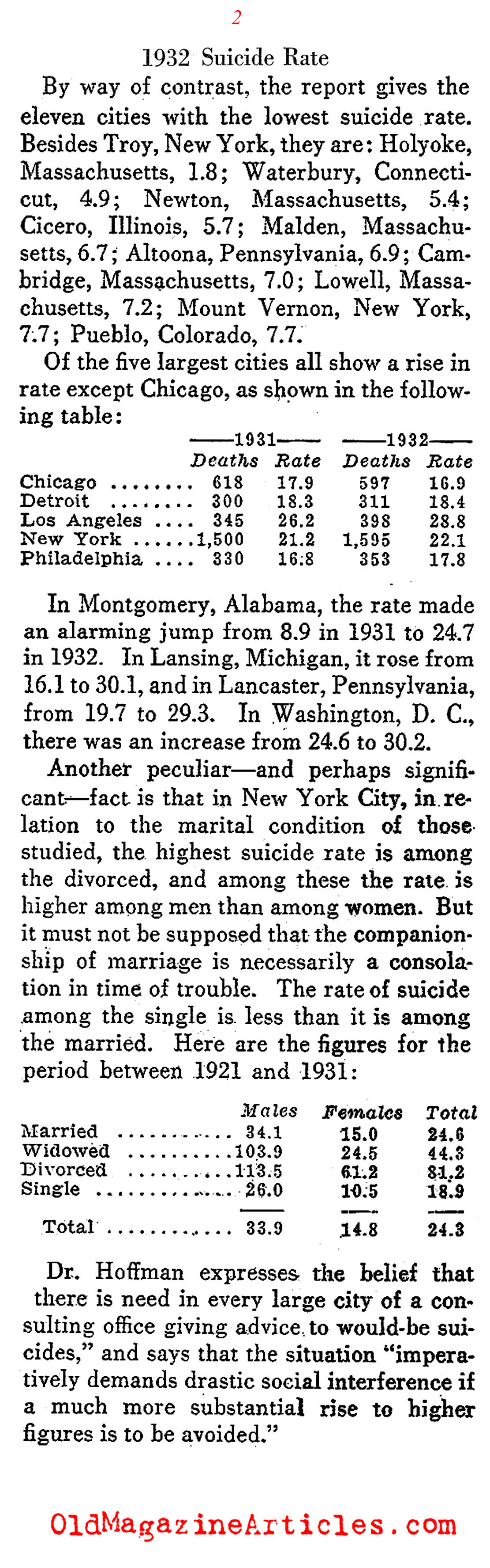 The Increased Suicide Rate (Literary Digest, 1933)