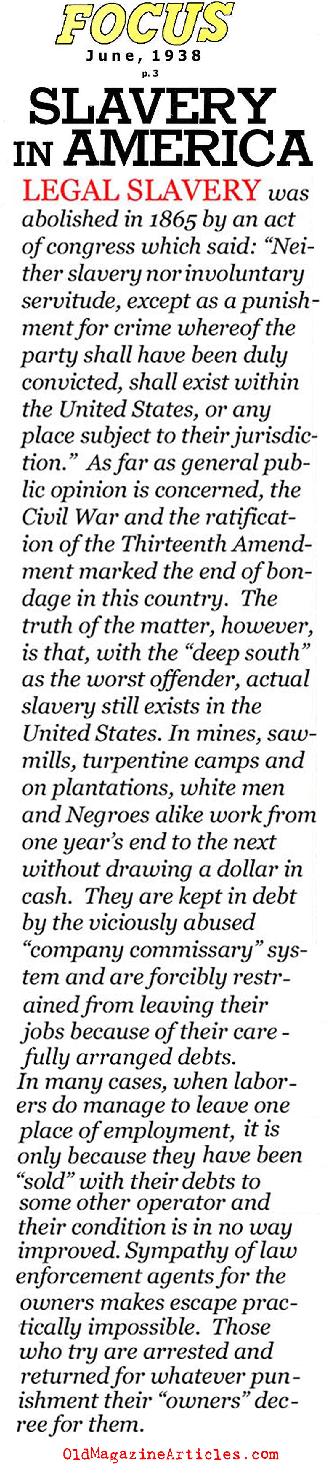 Labor Abuses in the South (Focus Magazine, 1938)