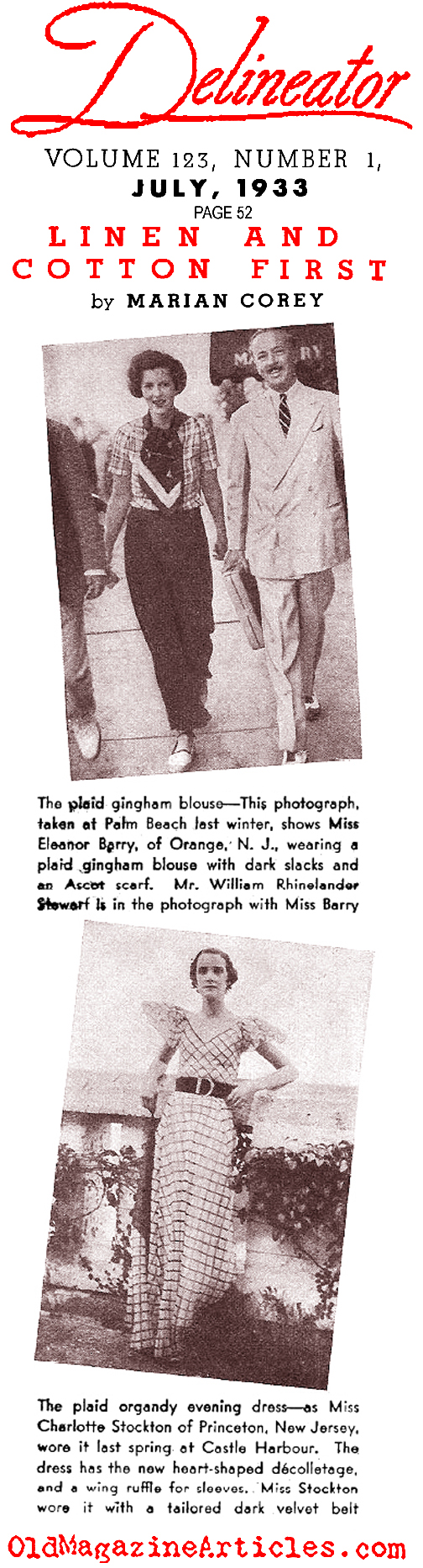 Linen and Cotton and the Summer of 1933 (Delineator Magazine, 1933)