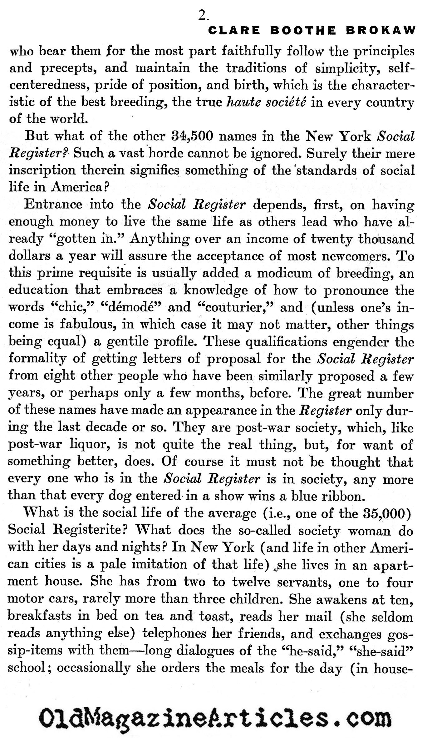 The New York Social Register (America, 1932)