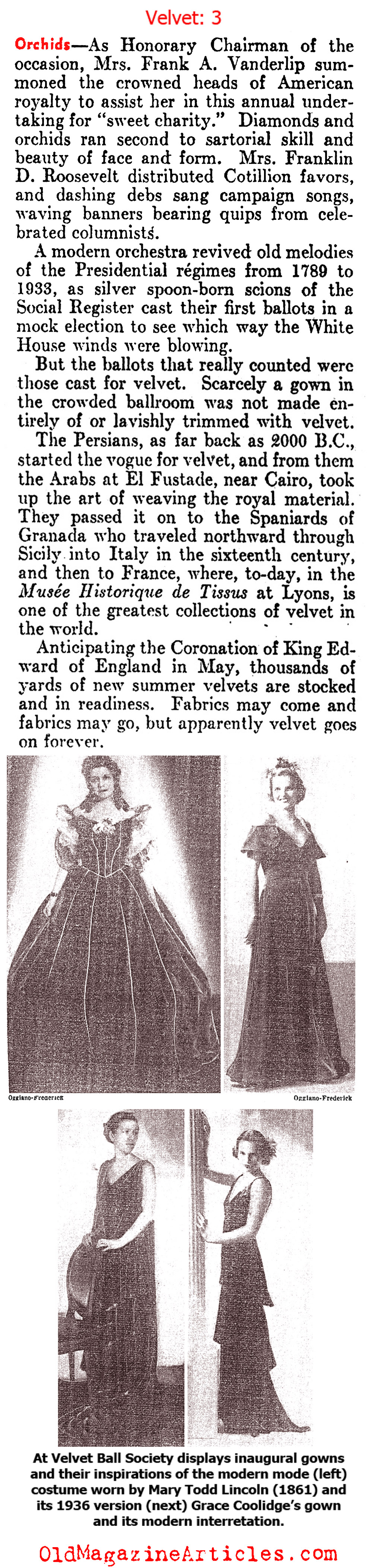 The New Glamour of Velvet (Literary Digest, 1936)