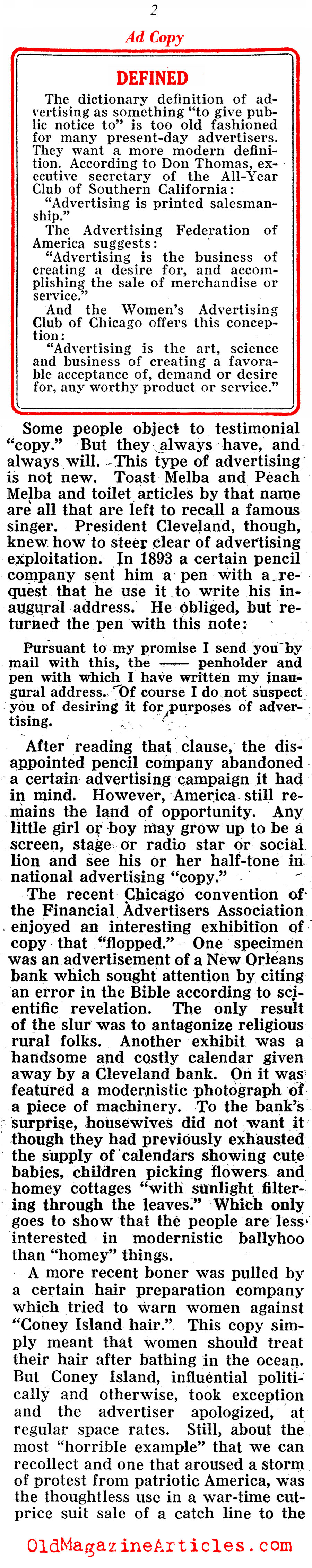 Ad Man: Heal Thyself... (Pathfinder Magazine, 1932)