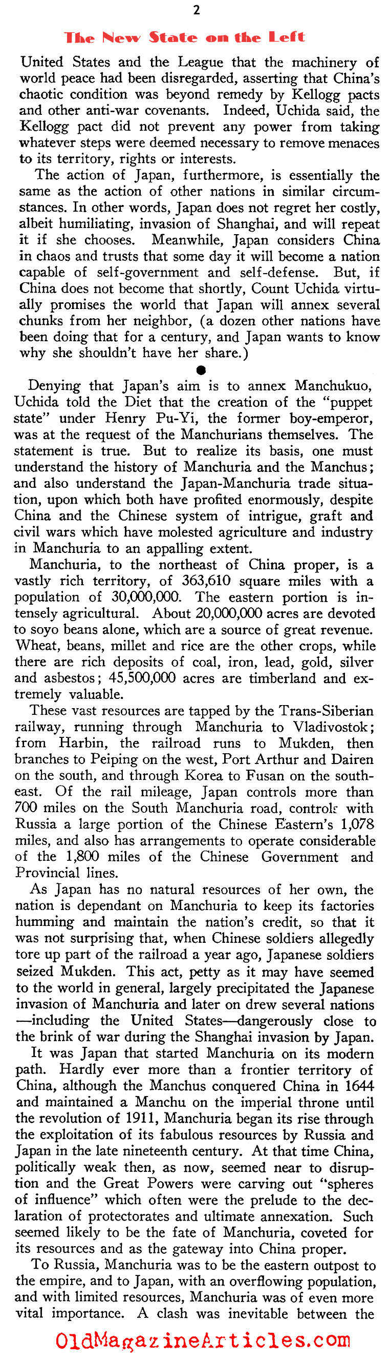 Manchukuo (New Outlook Magazine, 1932)