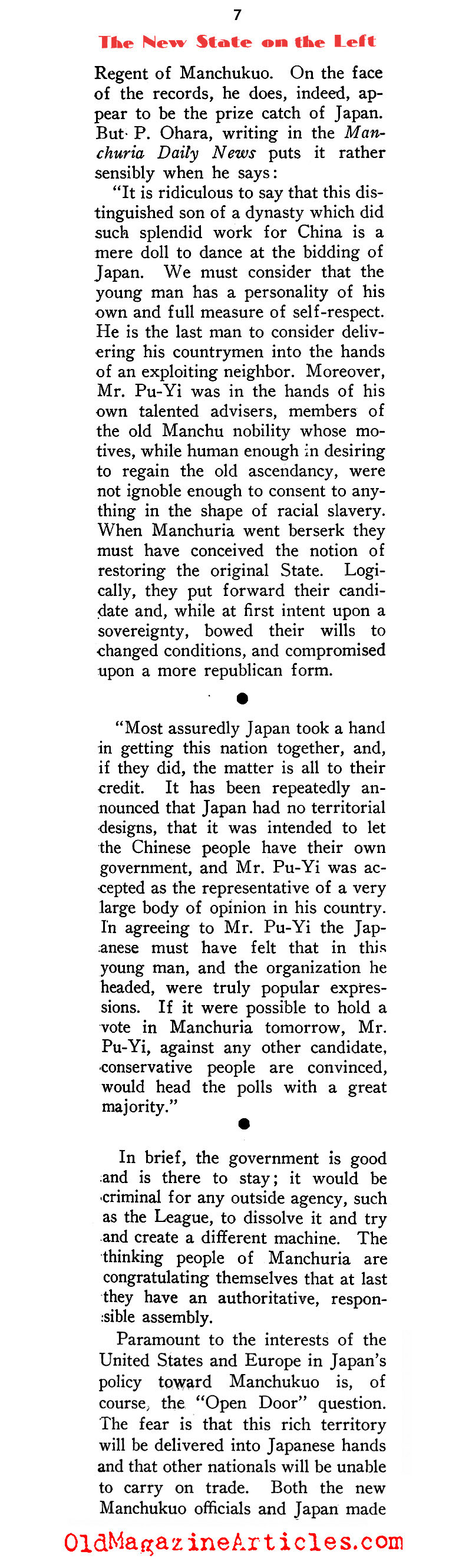 Manchukuo (New Outlook Magazine, 1932)