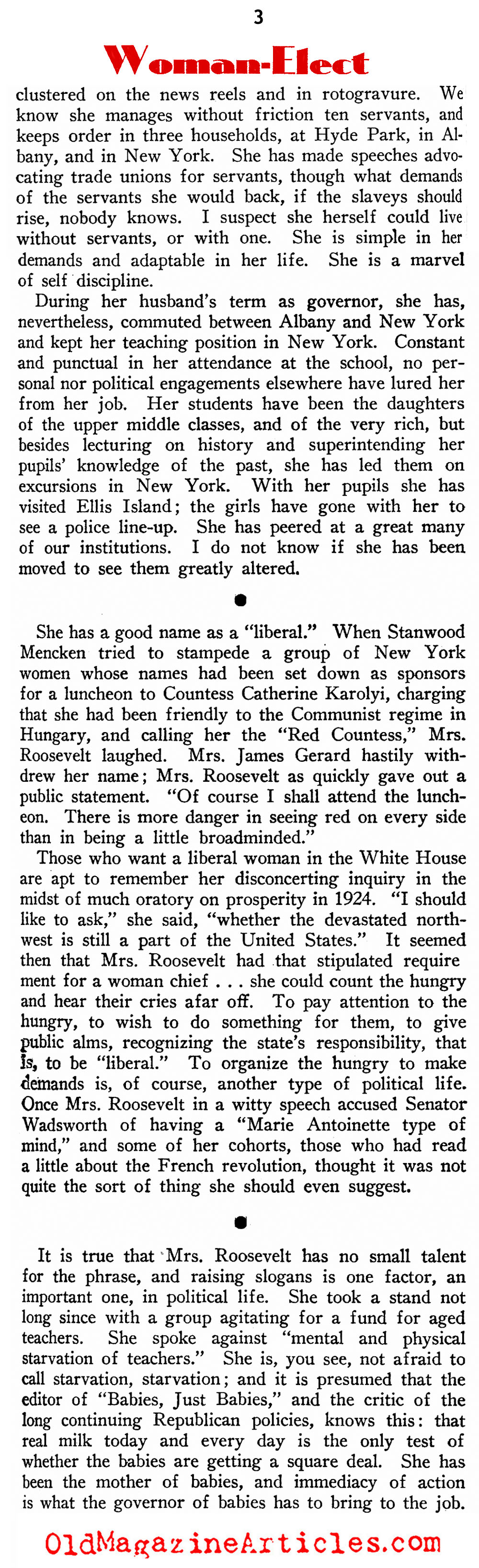 The ''Chief Woman-Elect'' (New Outlook Magazine, 1932)