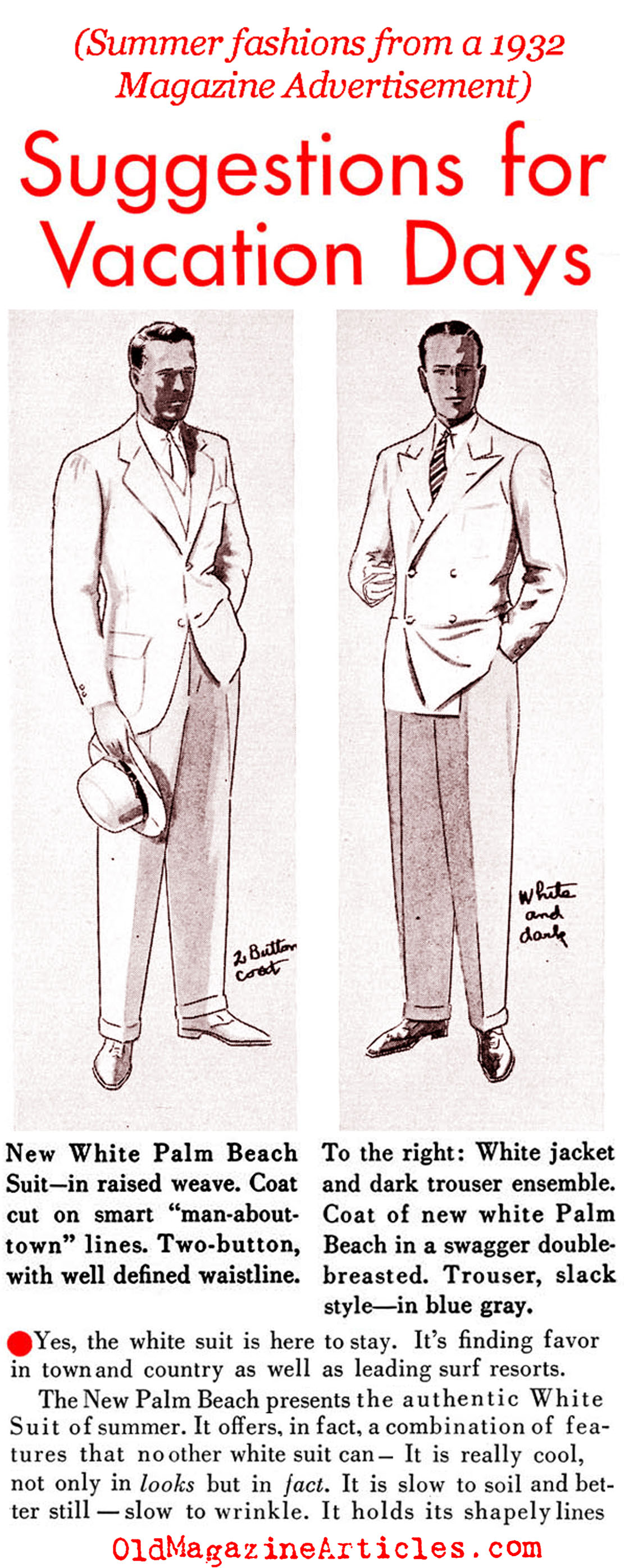 Men's Fashions for the Summer of 1932 (Magazine Advertisement)