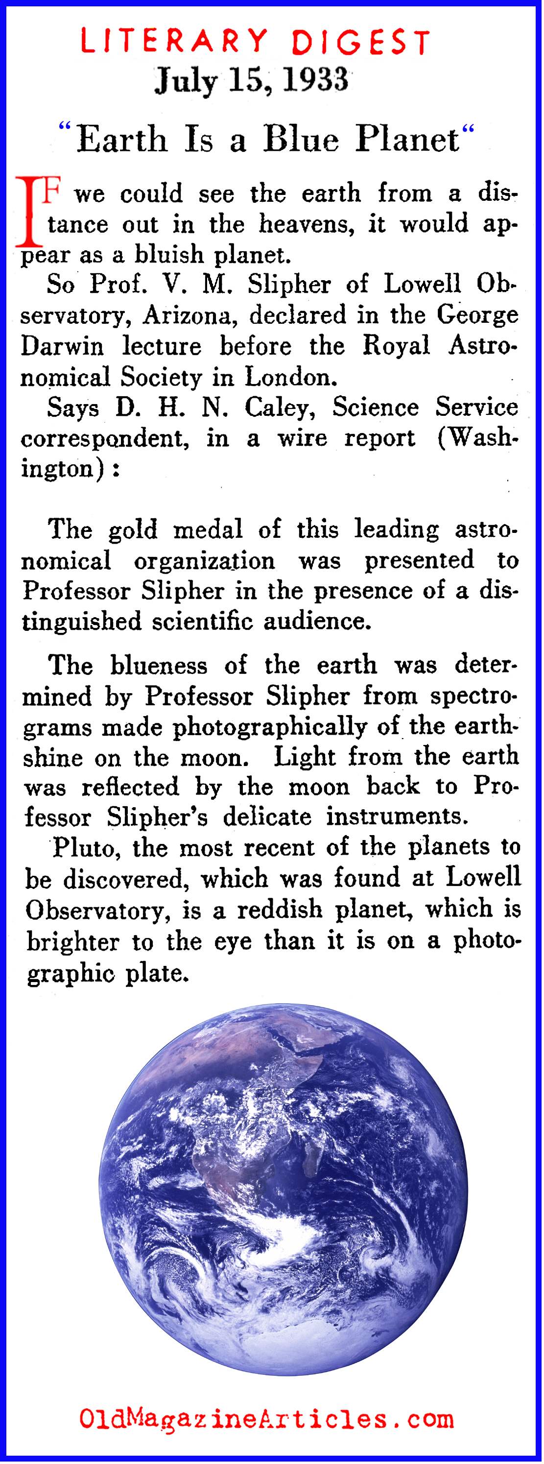 Discovering the Color of the Earth (Literary Digest, 1933