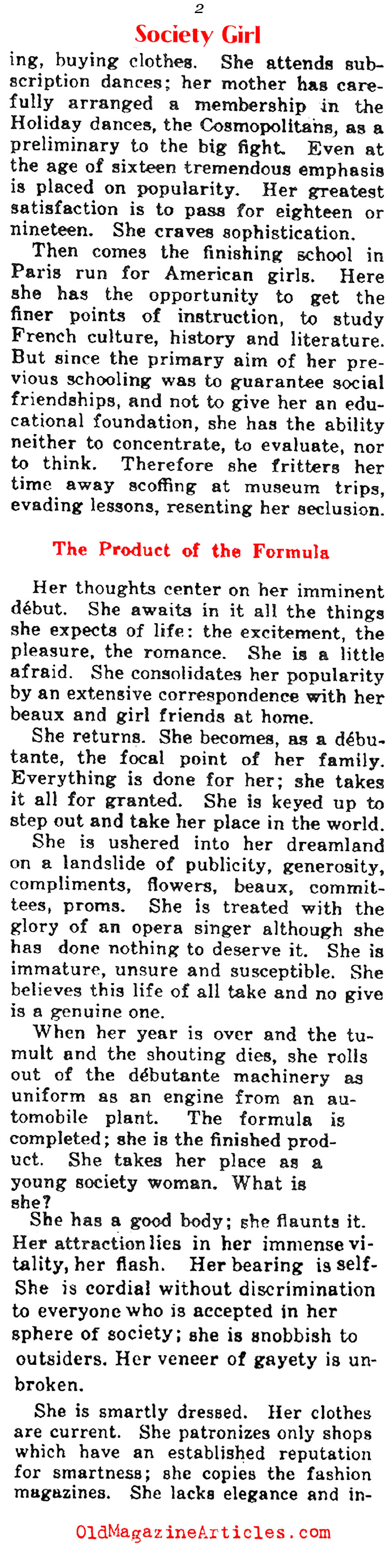 The Down-Hill Side of Being a Society Girl  (Collier's Magazine, 1933)