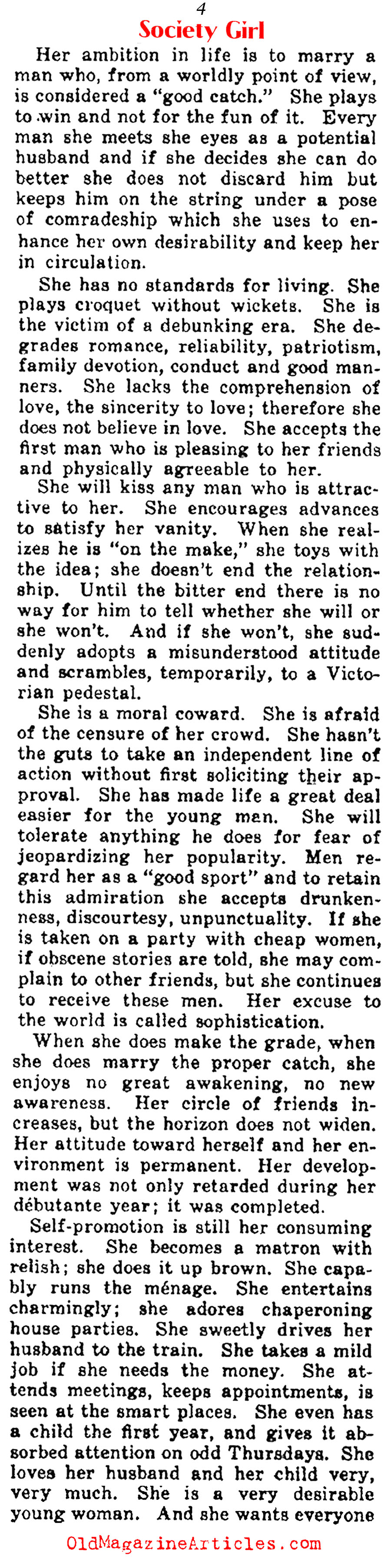 The Down-Hill Side of Being a Society Girl  (Collier's Magazine, 1933)