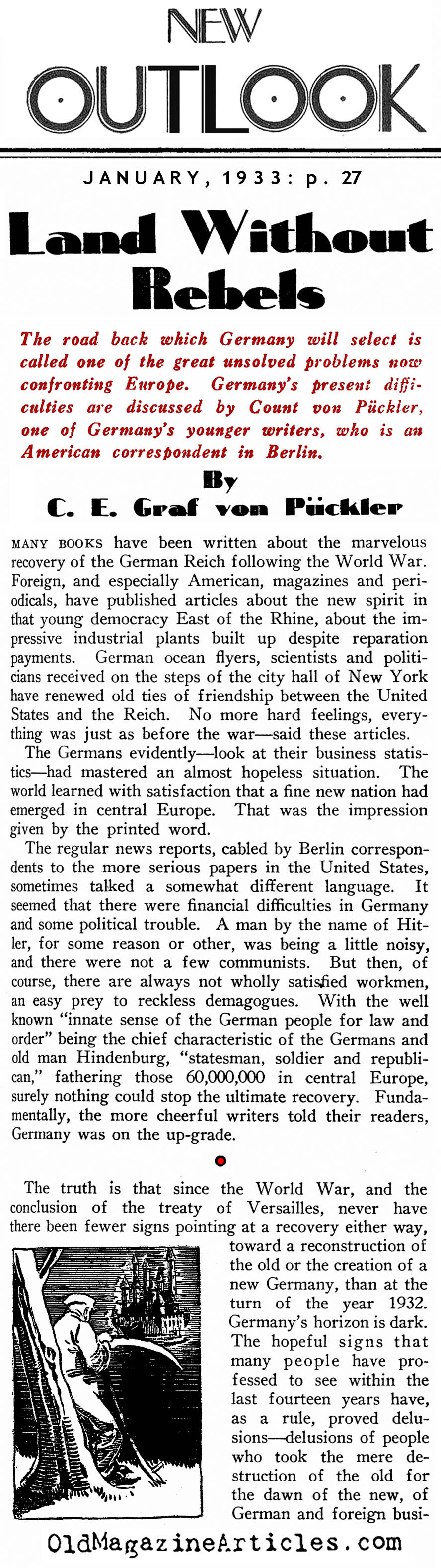 Germany on the Eve of Hitler (New Outlook Magazine, 1933)