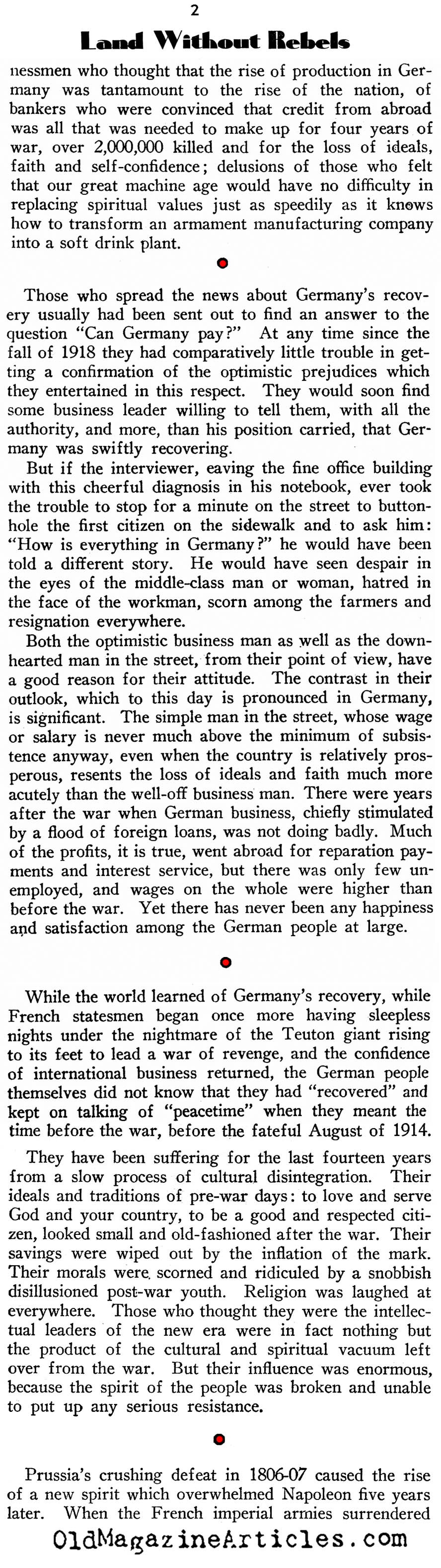 Germany on the Eve of Hitler (New Outlook Magazine, 1933)