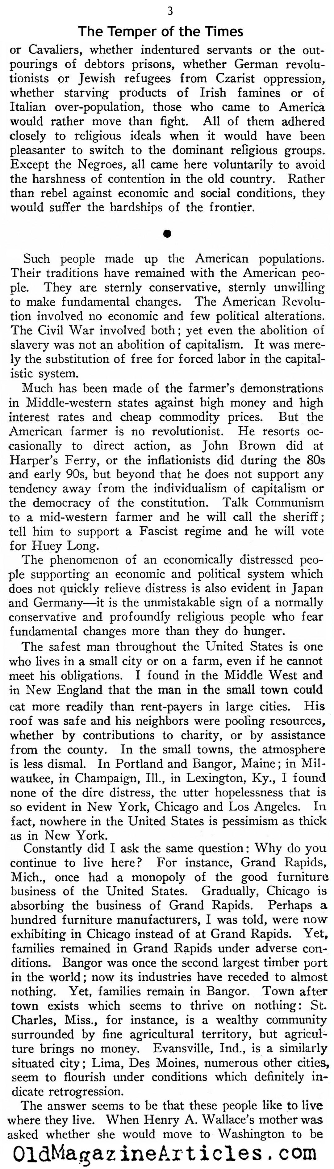 The Temper of the Times (New Outlook Magazine, 1933)