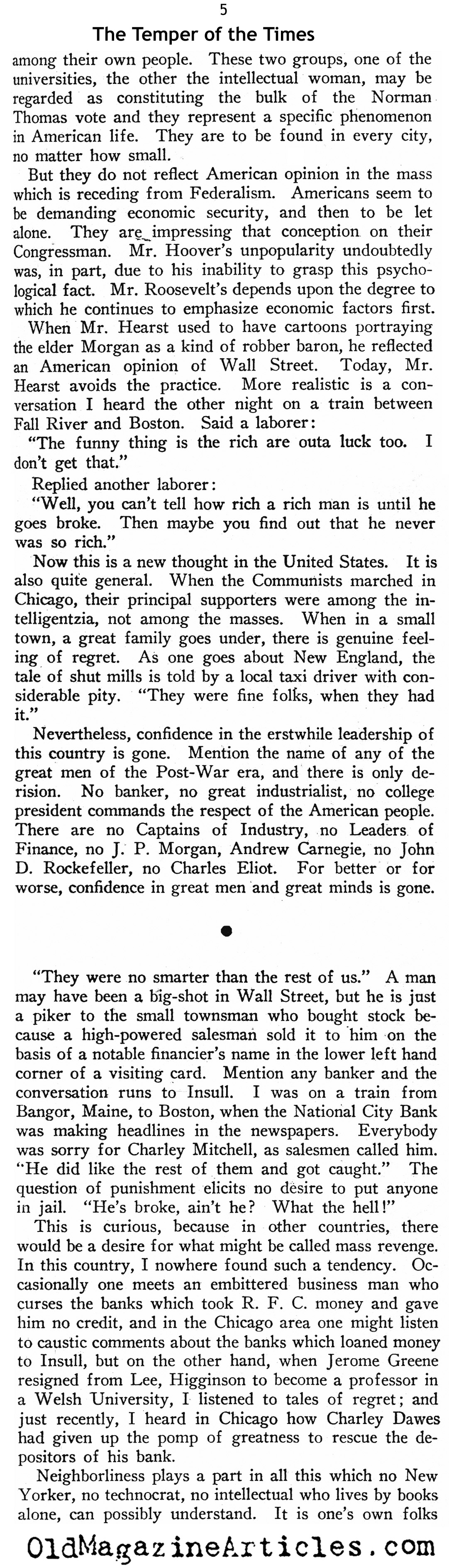 The Temper of the Times (New Outlook Magazine, 1933)