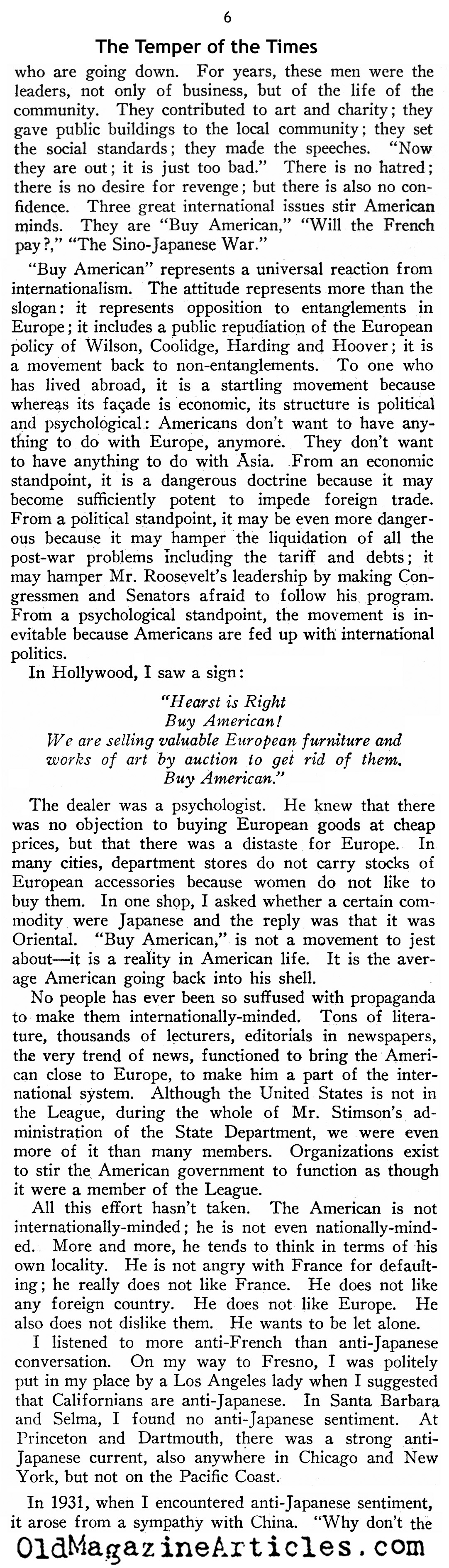 The Temper of the Times (New Outlook Magazine, 1933)