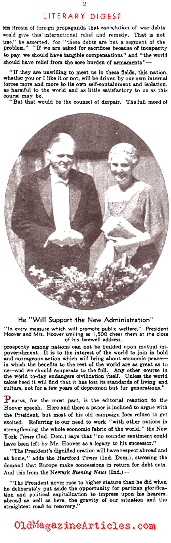 President Hoover's Farewell Address (Literary Digest, 1933)