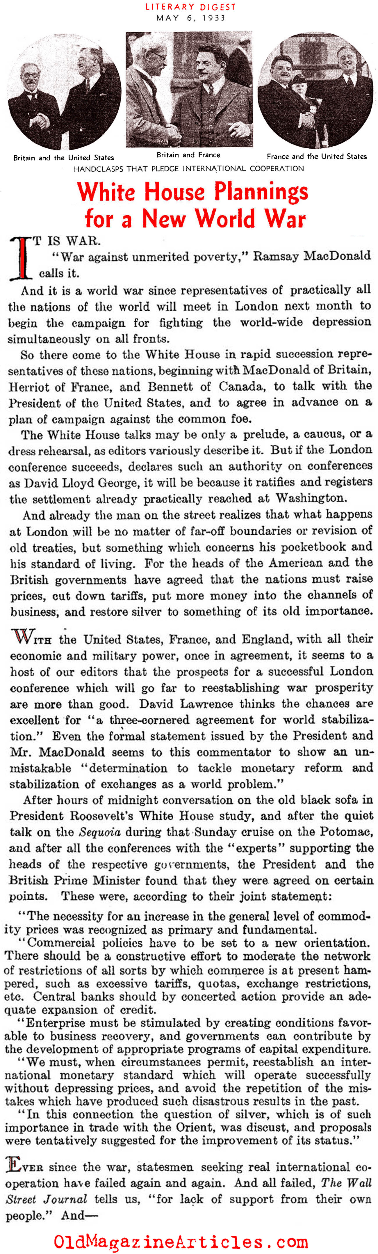 The Economic Collapse of the World (Literary Digest, 1933)