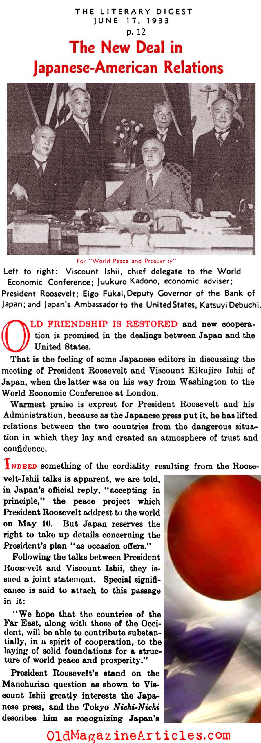 Diplomatic Relations with Japan (The Literary Digest, 1933)