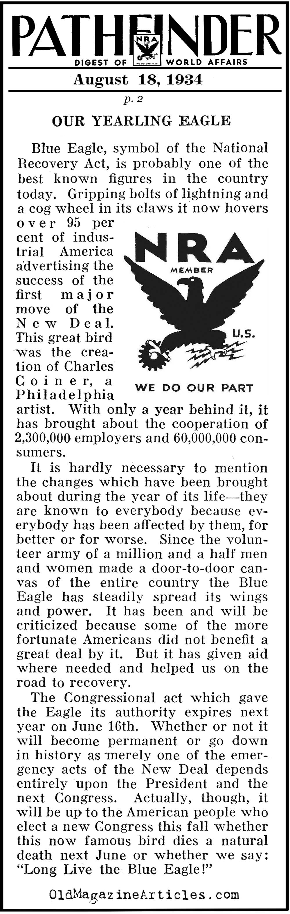 The Blue Eagle (Pathfinder Magazine, 1934)