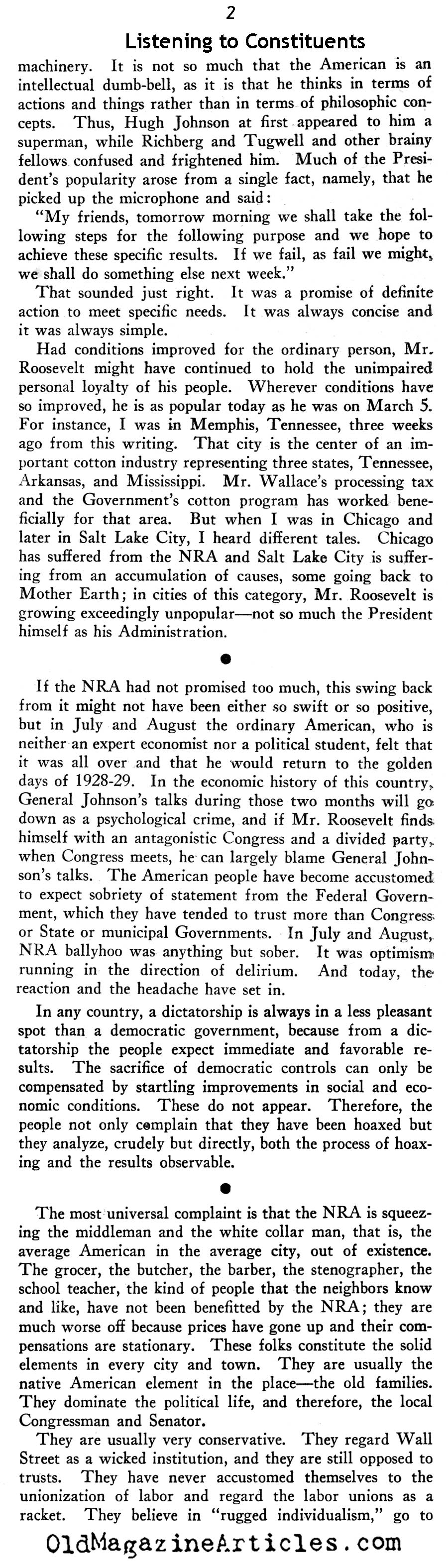 The Unhappy Constituents (New Outlook Magazine, 1933)
