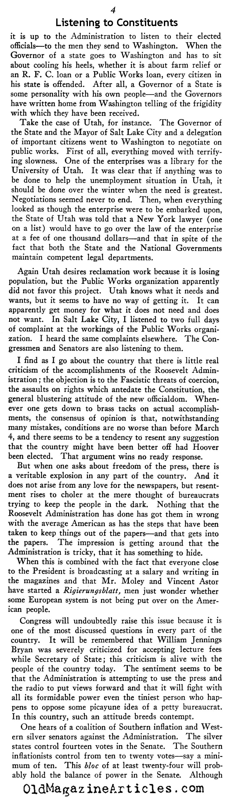 The Unhappy Constituents (New Outlook Magazine, 1933)