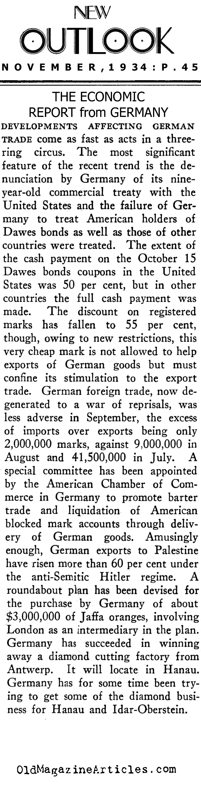 The 1934 German Economy (New Outlook Magazine, 1934)