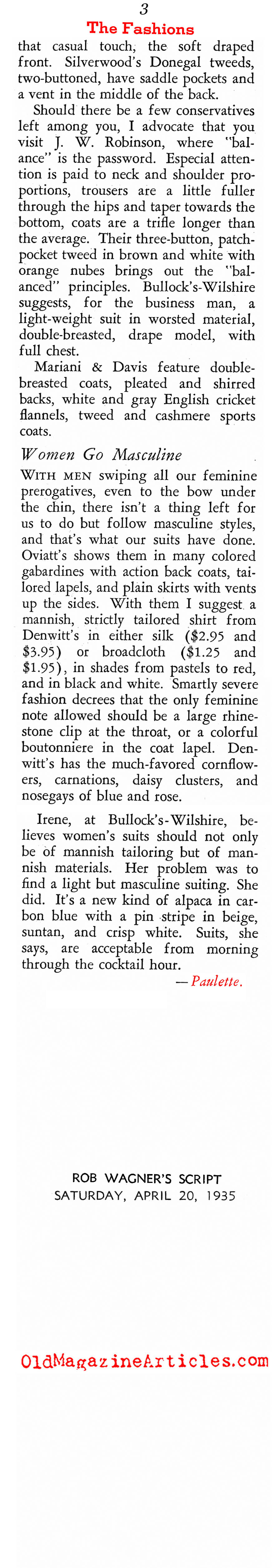 Spring Fashions (Rob Wagner's Script Magazine, 1935)