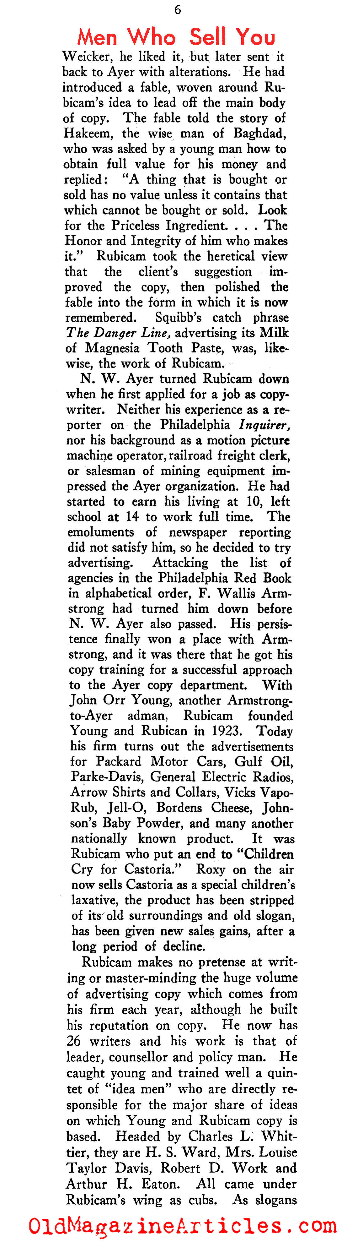 The Fathers of Modern Advertising (New Outlook Magazine, 1934)