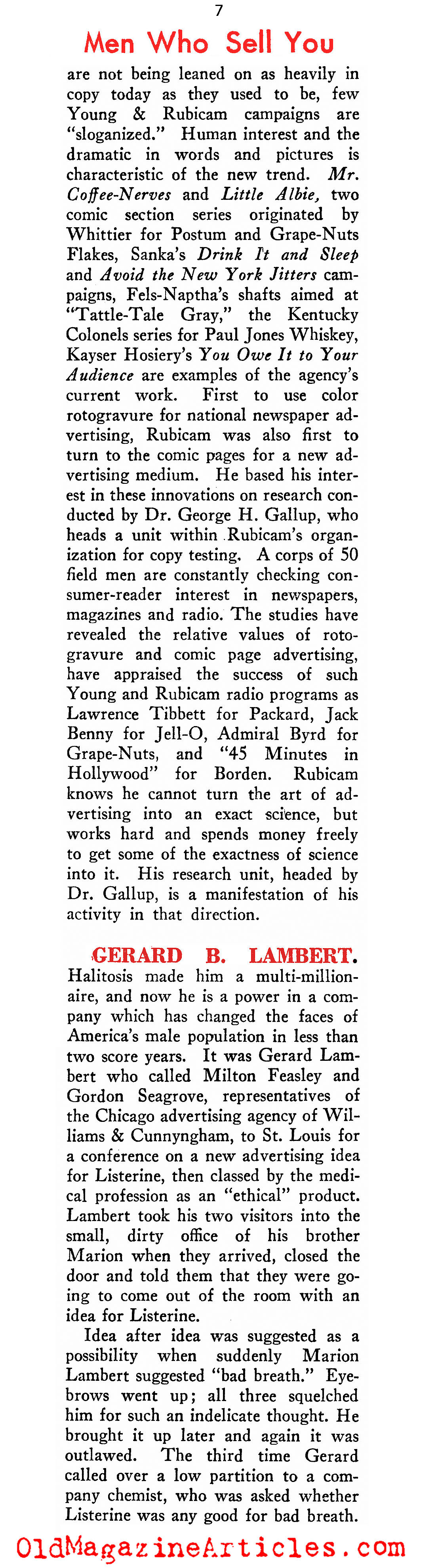 The Fathers of Modern Advertising (New Outlook Magazine, 1934)