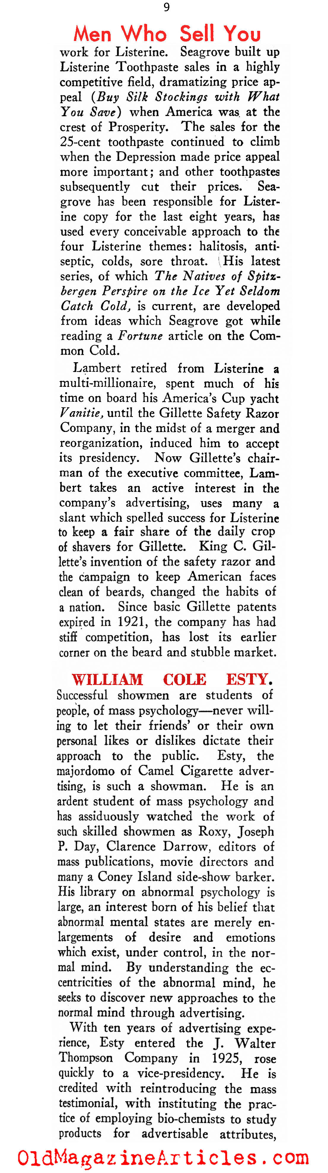 The Fathers of Modern Advertising (New Outlook Magazine, 1934)