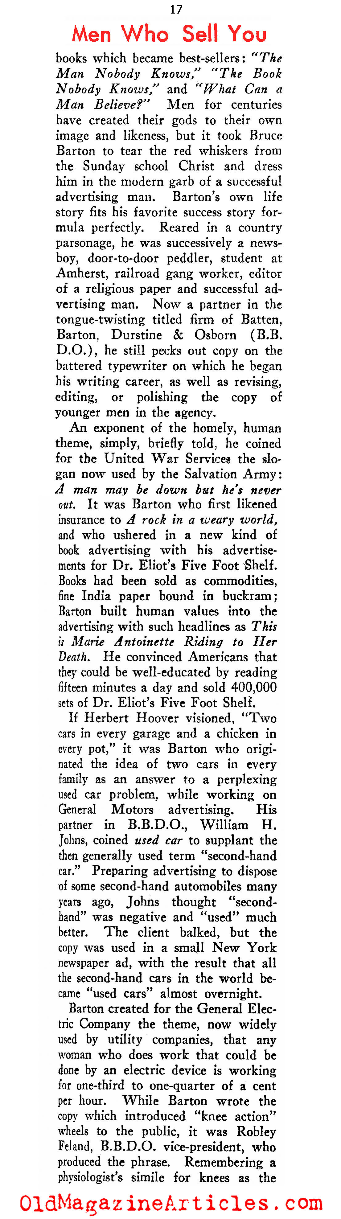 The Fathers of Modern Advertising (New Outlook Magazine, 1934)