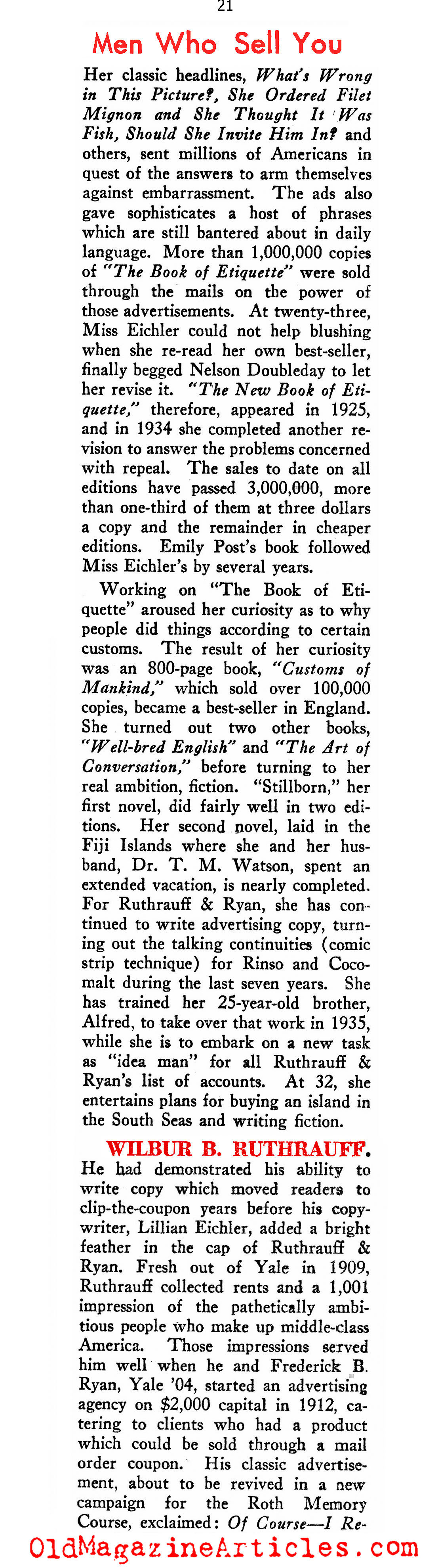 The Fathers of Modern Advertising (New Outlook Magazine, 1934)