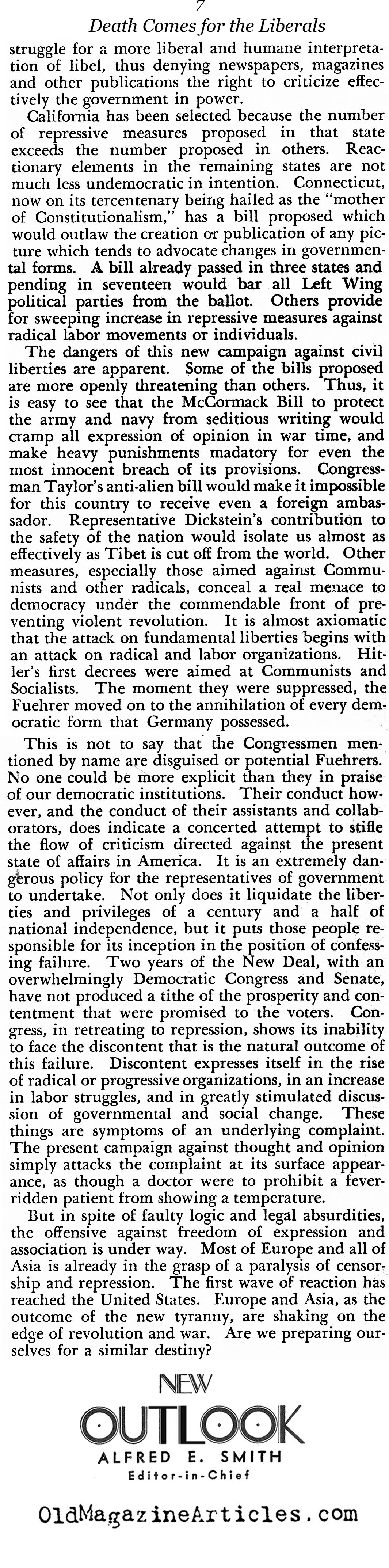 Tyranny At Home (New Outlook Magazine, 1935)