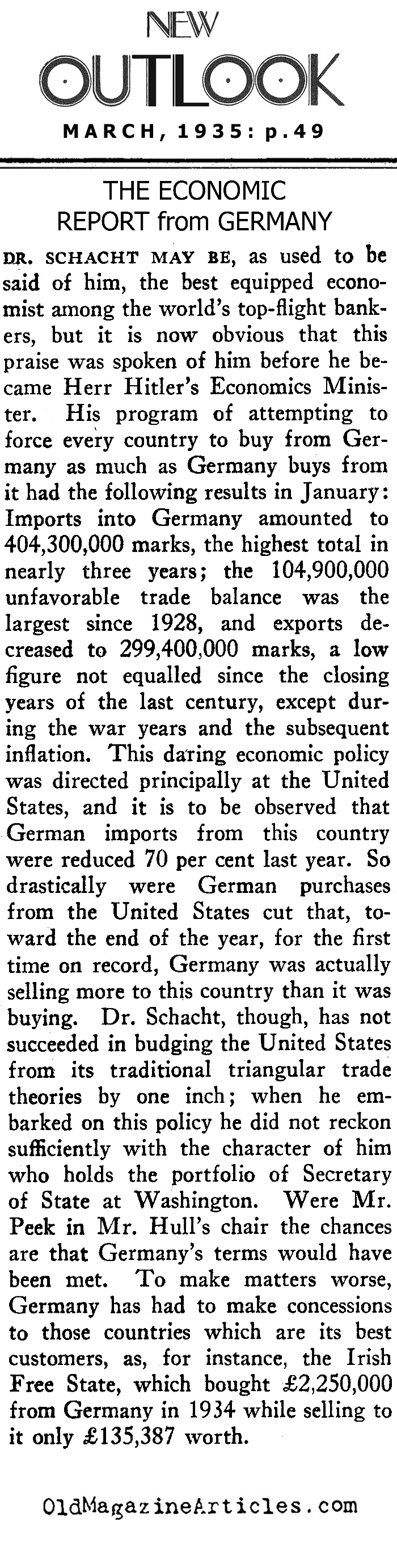 The 1935 German Economy (New Outlook Magazine, 1935)