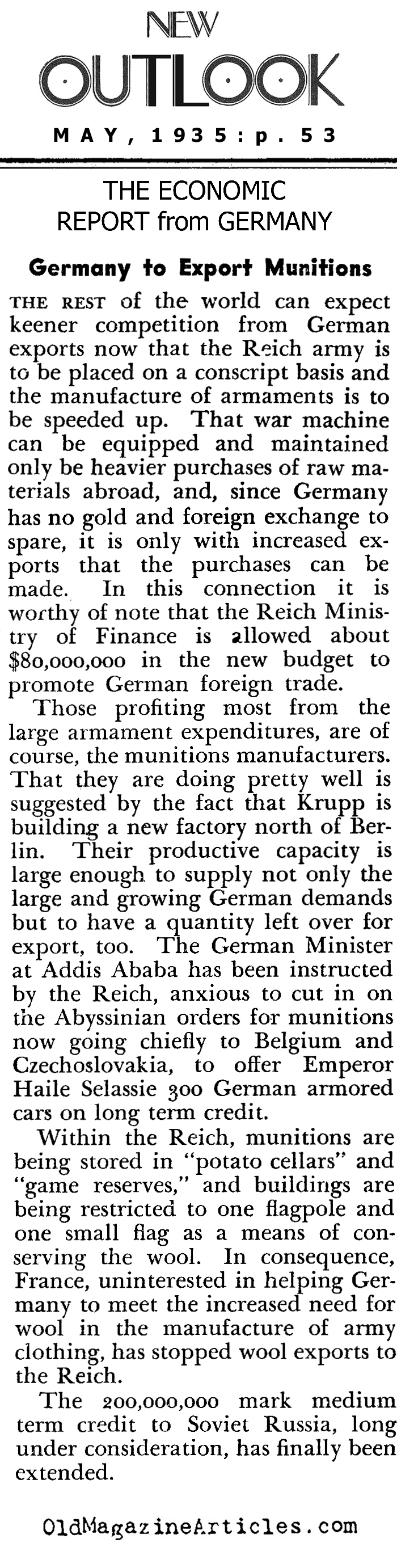 The 1935 German Economy (New Outlook Magazine, 1935)