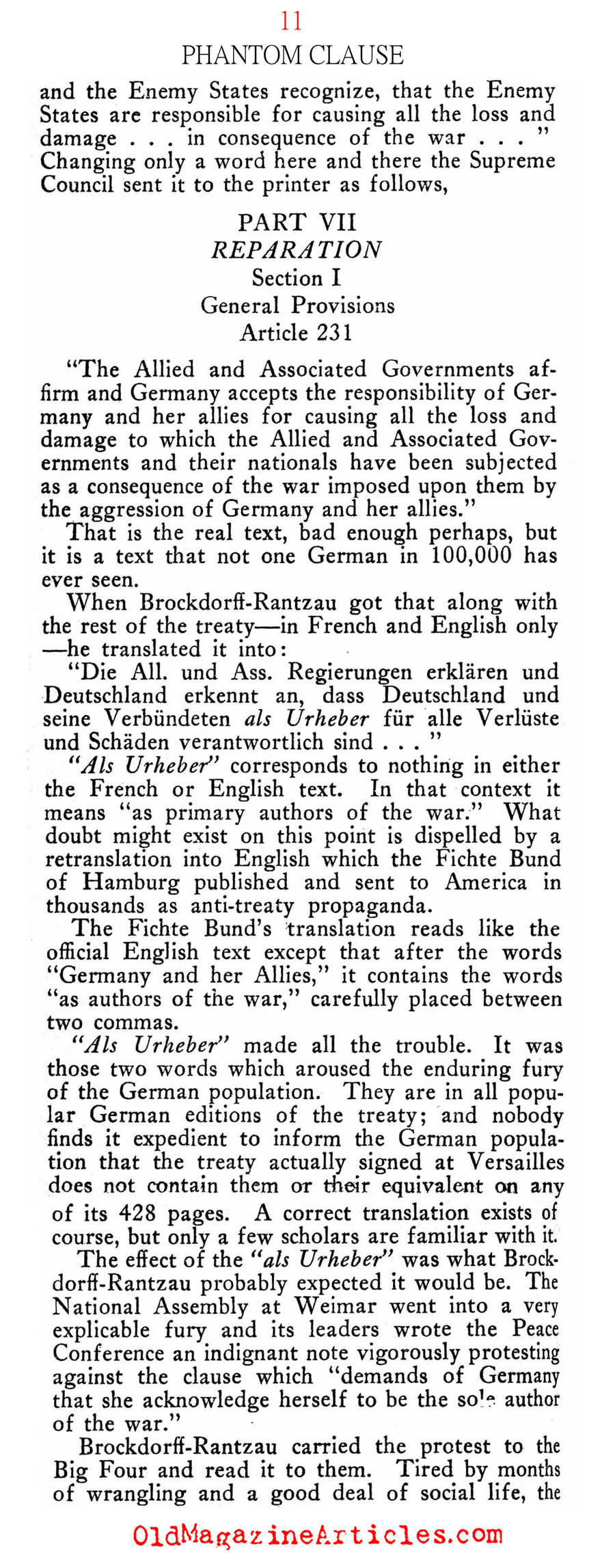 The Mistranslated Clause (New Outlook Magazine, 1935)