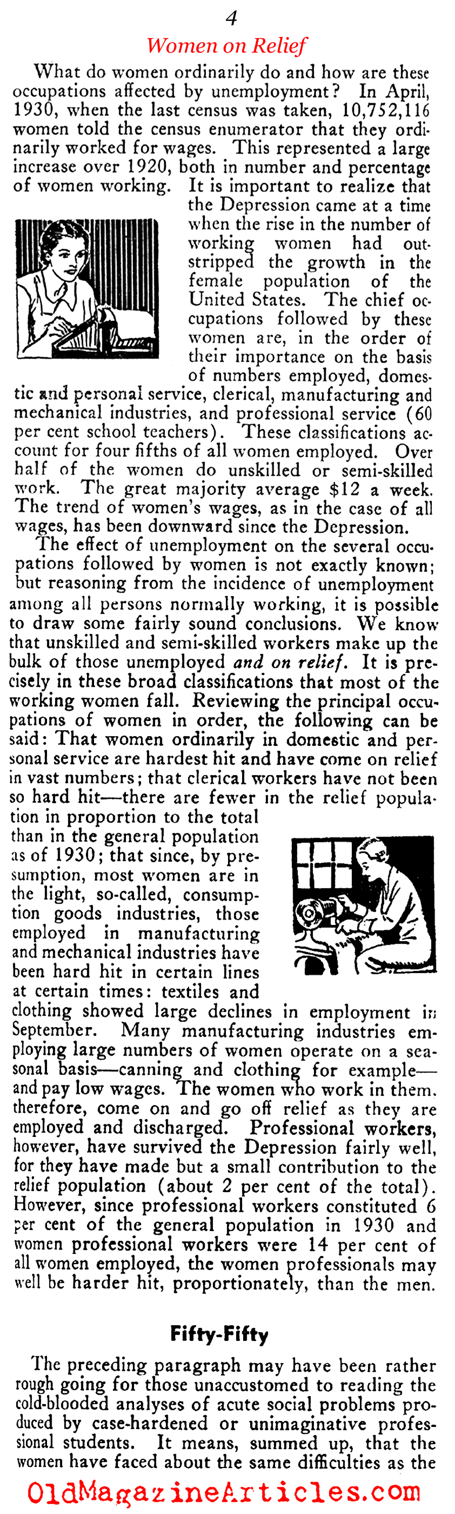 Women on the Relief Rolls (New Outlook Magazine, 1935)