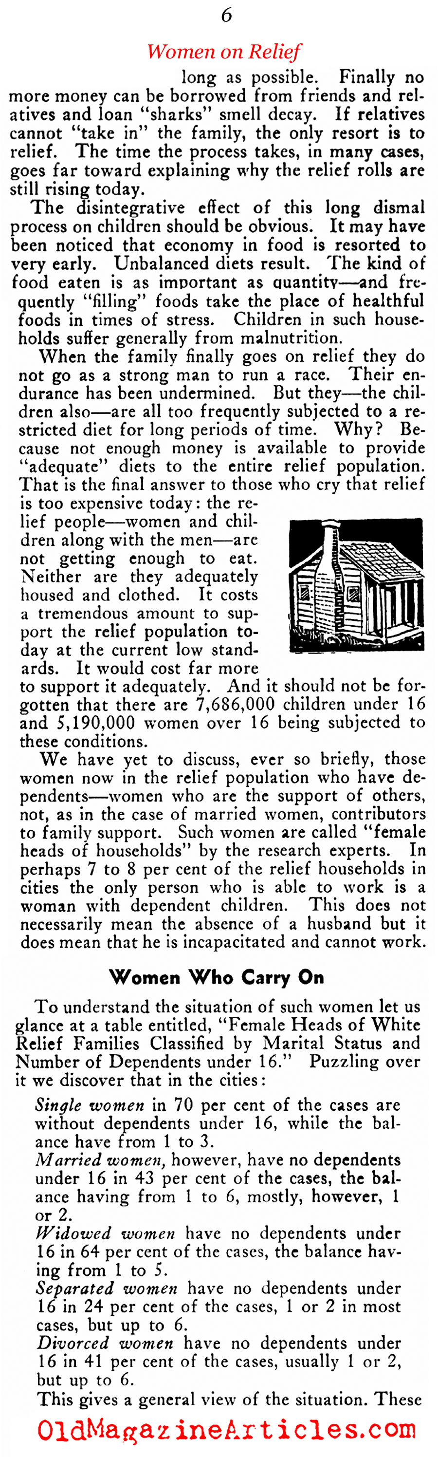 Women on the Relief Rolls (New Outlook Magazine, 1935)