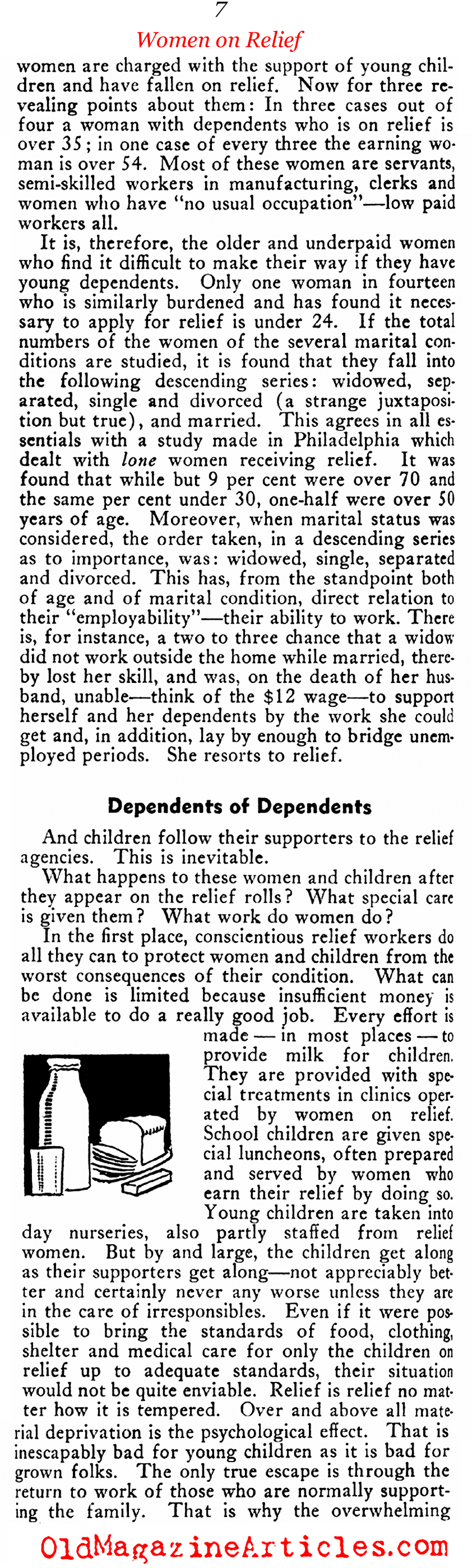 Women on the Relief Rolls (New Outlook Magazine, 1935)