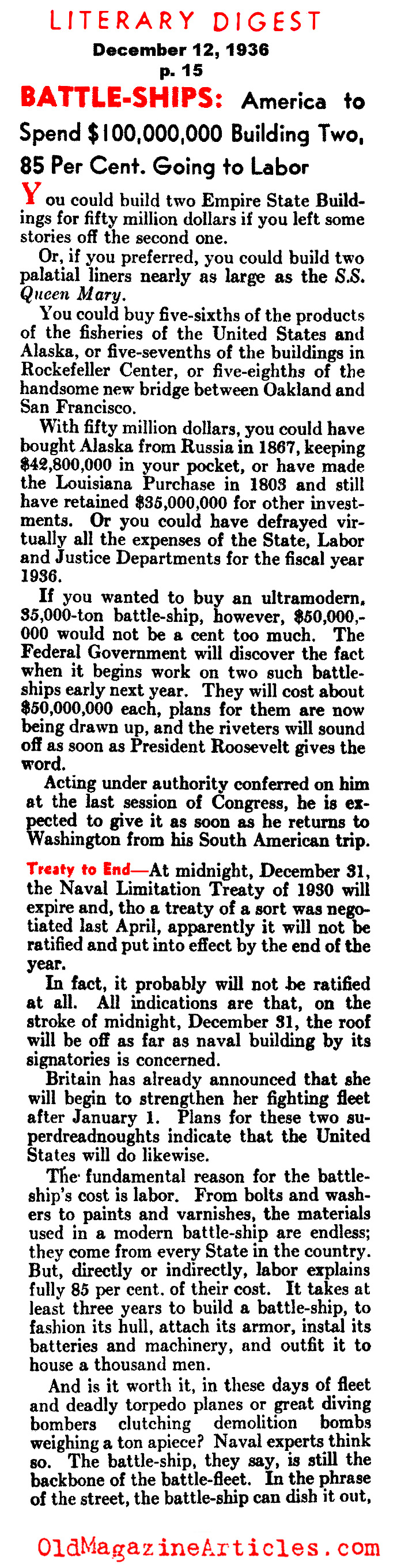 Military Buildup in the United States (Literary Digest, 1936)