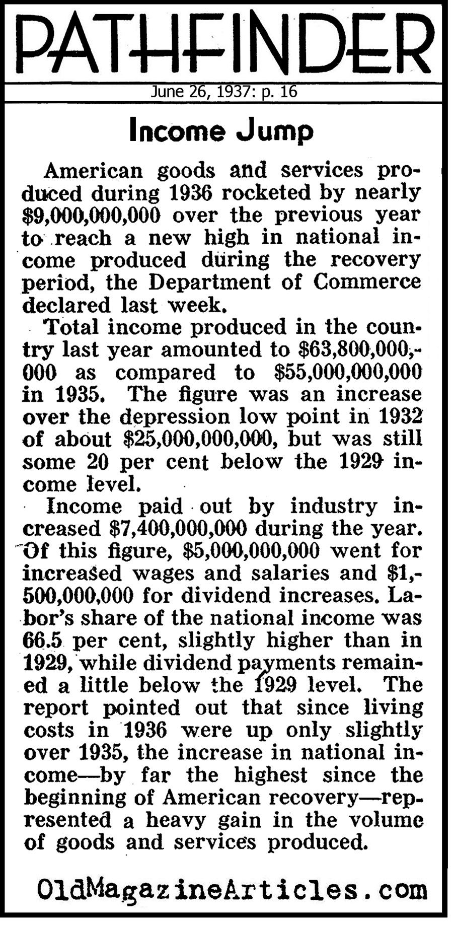 I936 Saw A Wee-Bit of Prosperity (Pathfinder Magazine, 1937)