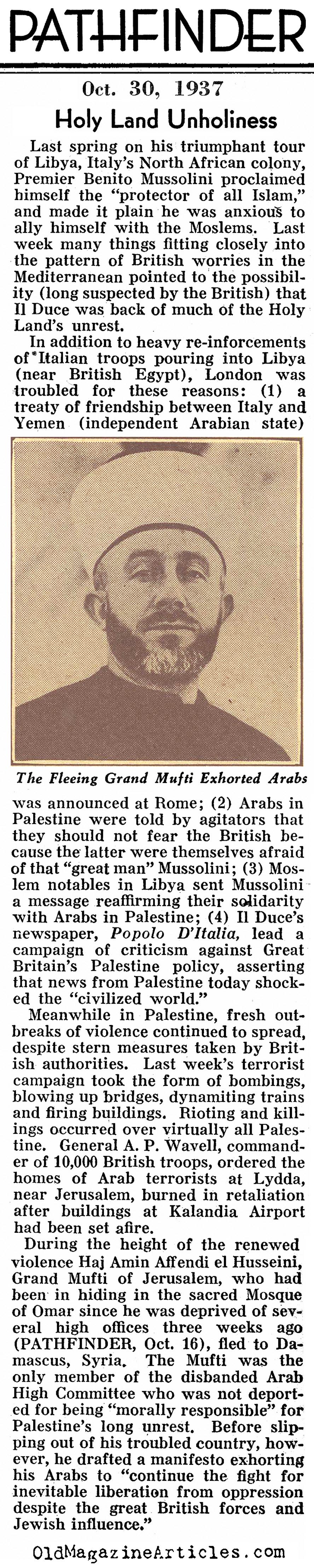 Unholiness in the Holy Land (Pathfinder Magazine, 1937)
