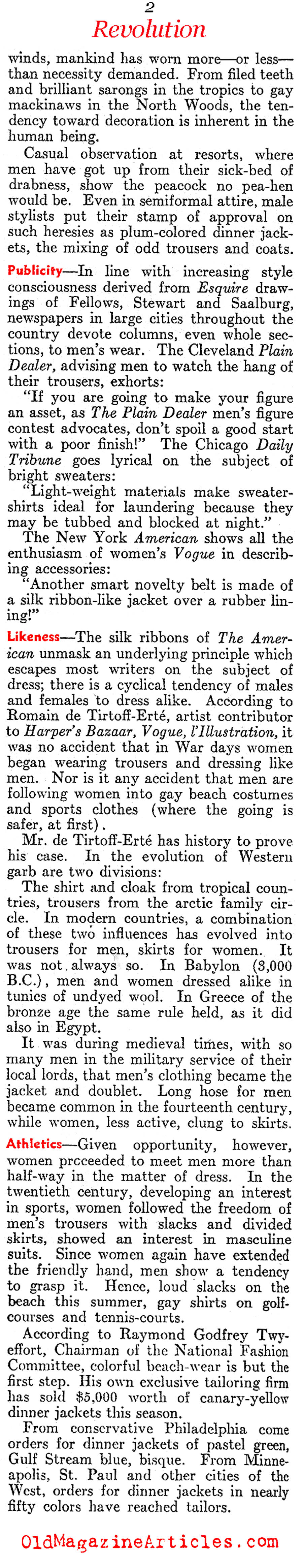 Colorful Menswear (Literary Digest, 1937)