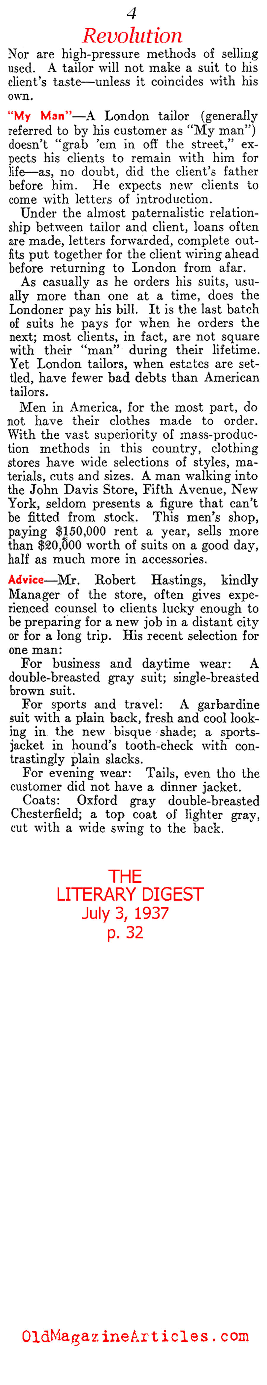 Colorful Menswear (Literary Digest, 1937)