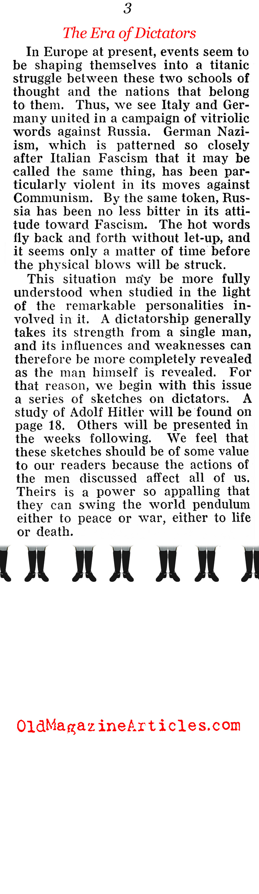 The Era of the Dictators (Pathfinder Magazine, 1937)